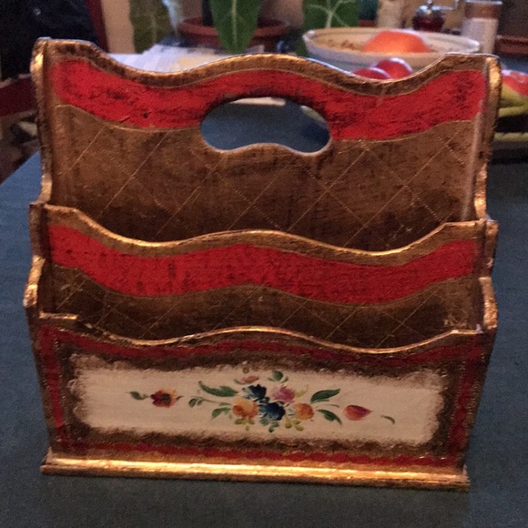 Italian Florentine Gilded Wood Letter Holder Desk Caddy. Good vintage condition. - Picture 2 of 8